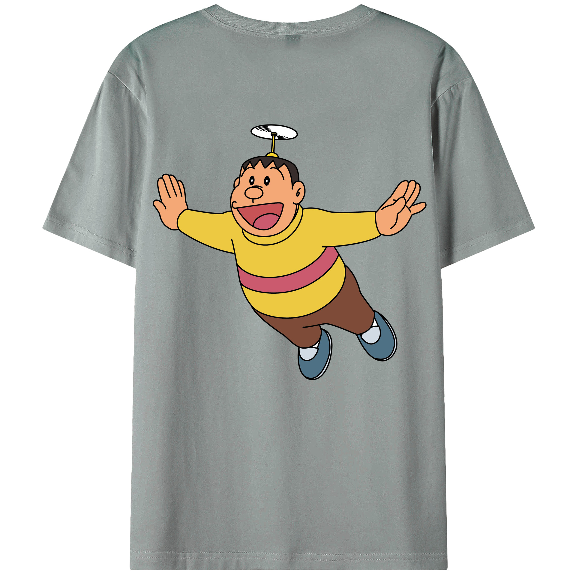 （画像用） ドラえもん 剛田武 Doraemon Gouta Takeshi 綿100％ メンズ半袖Tシャツ（バックプリント） 通気性